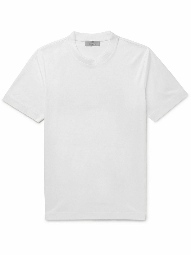 Photo: Canali - Slim-Fit Mercerised Cotton-Jersey T-Shirt - White