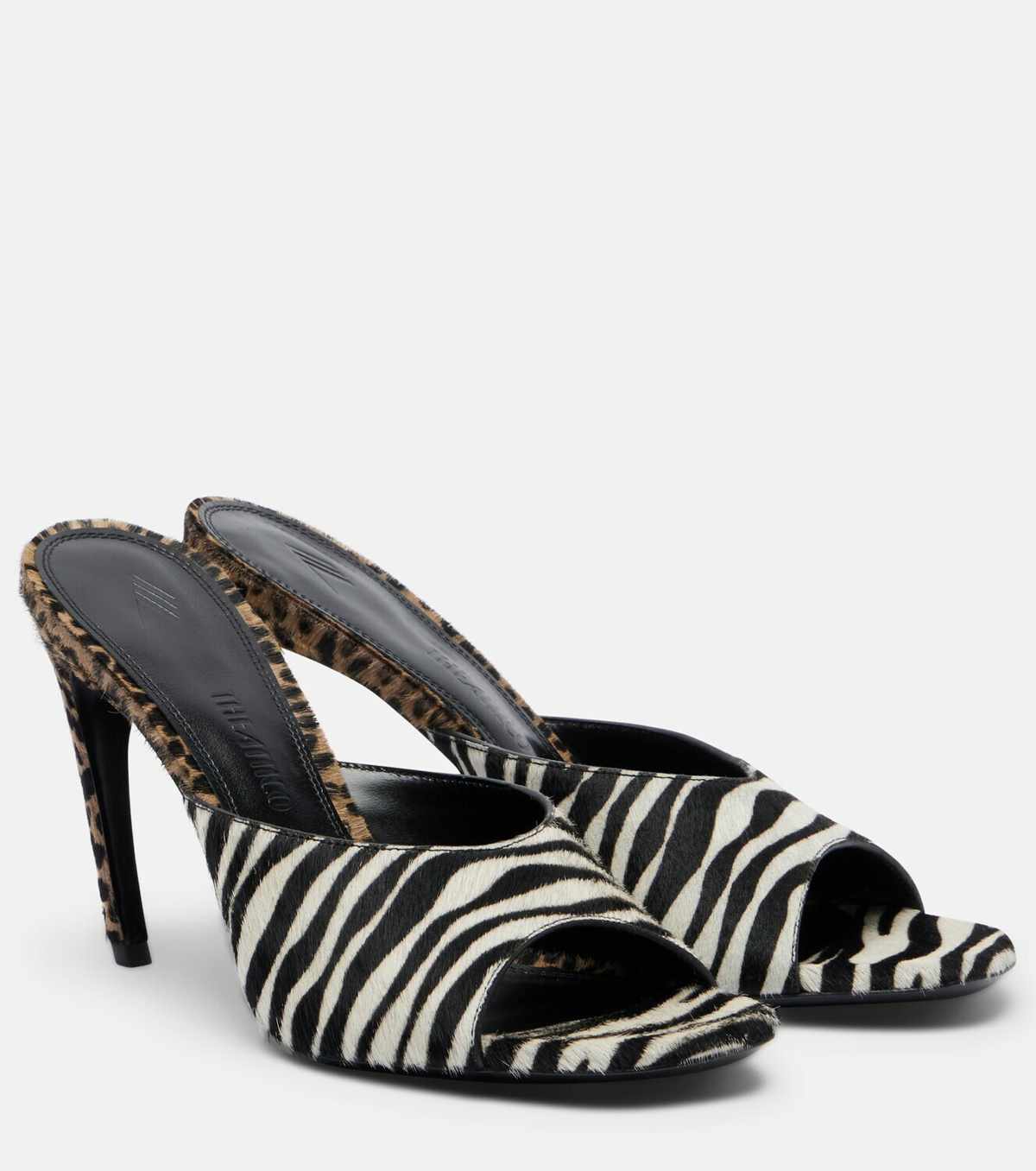 The Attico Betta zebra-print calf hair mules