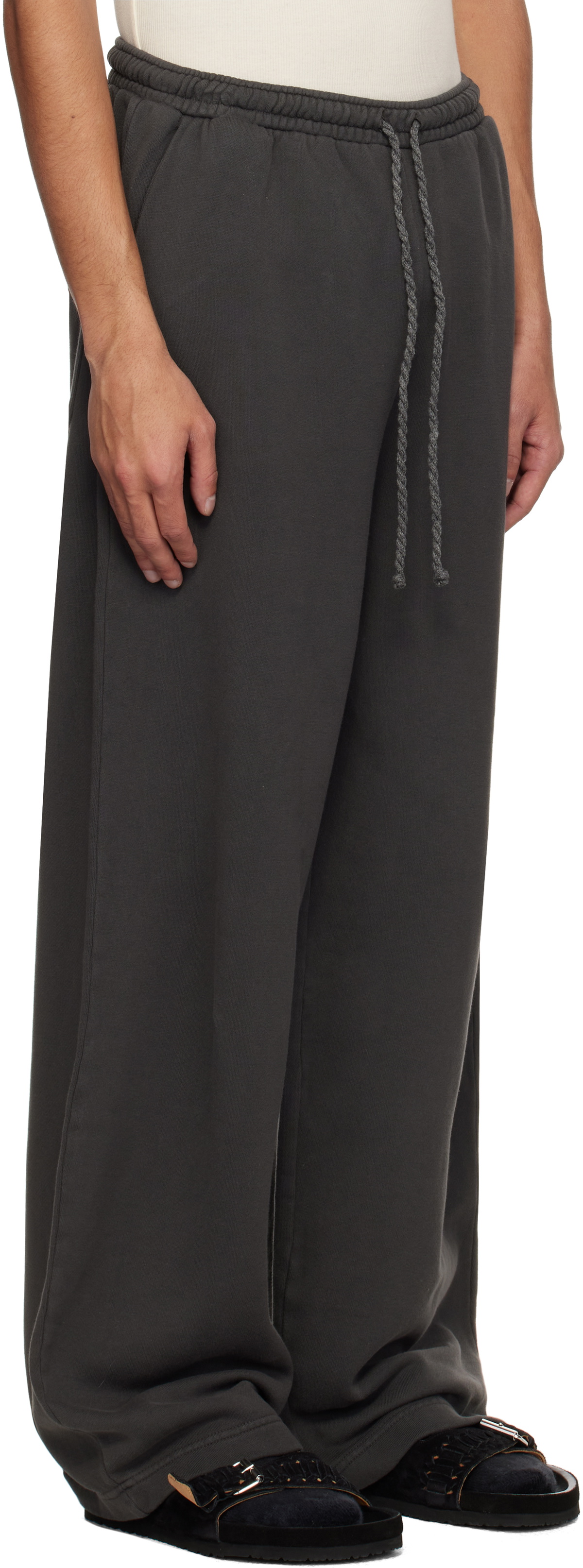 The Elder Statesman Gray Daily Wide Leg Sweatpants