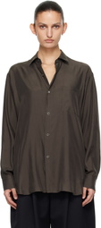ssstein Brown Cupro Twill Oversized LS Shirt