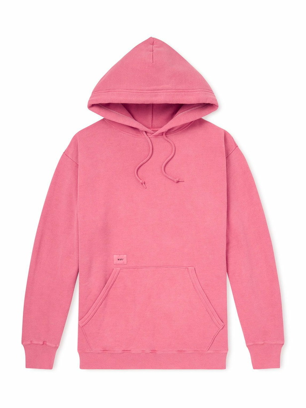 Photo: WTAPS - Logo-Appliqued Cotton-Blend Jersey Hoodie - Pink