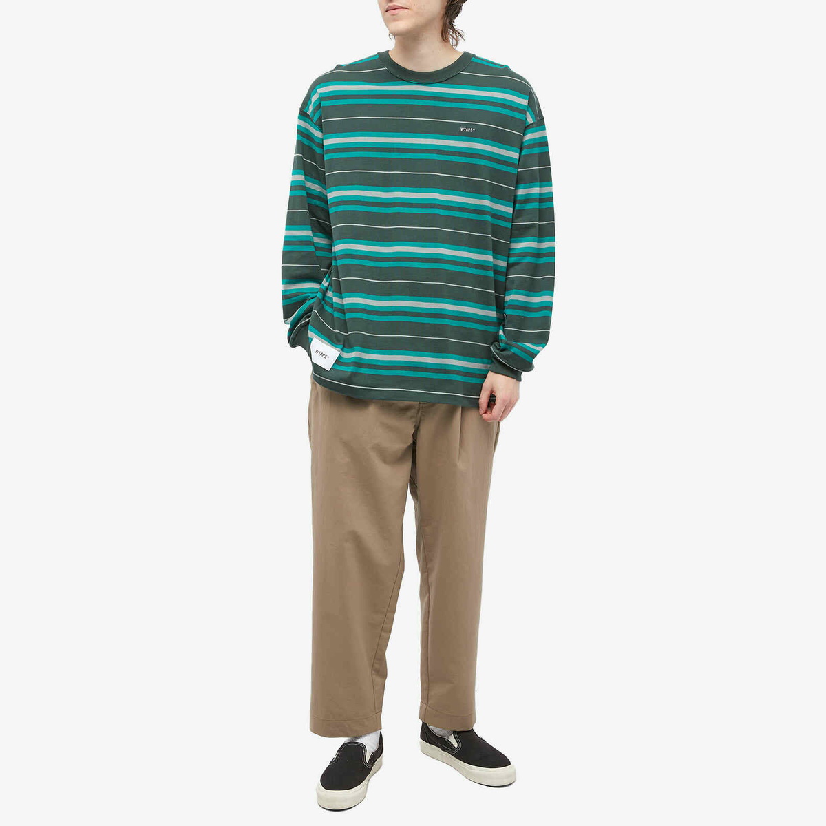 トップス WTAPS Long Sleeve Stripe T Navy Size 02 WTAPS Men's Long Sleeve 16 Stripe T-Shirt in Navy WTAPS