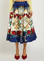 Alice + Olivia Nilda Floral-print Cotton-poplin Midi Skirt Multicoloured