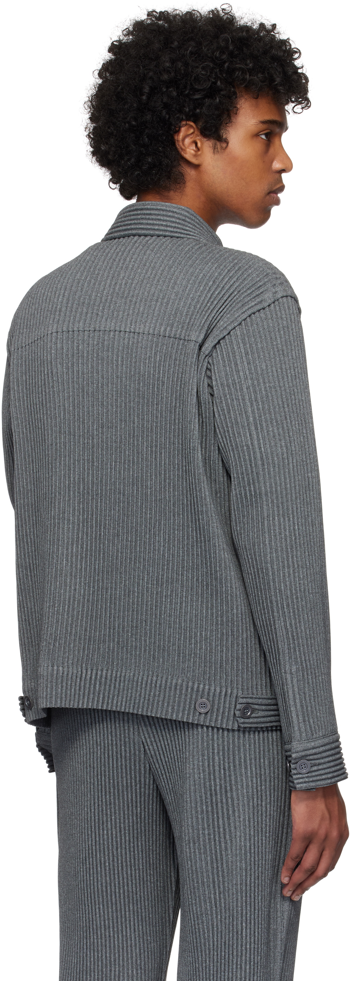 HOMME PLISSÉ ISSEY MIYAKE Gray Wool Like Light Jacket Homme Plisse