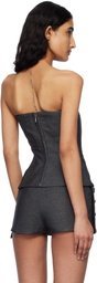 Fancì Club Gray Starling Button Corset Top