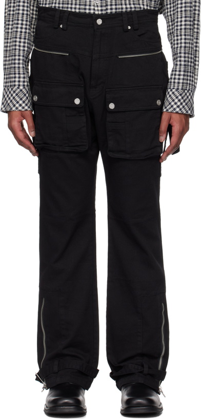 Photo: C2H4 Black Tulwar Cut Military Work Cargo Pants