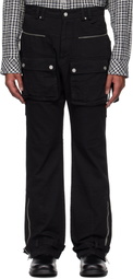 C2H4 Black Tulwar Cut Military Work Cargo Pants