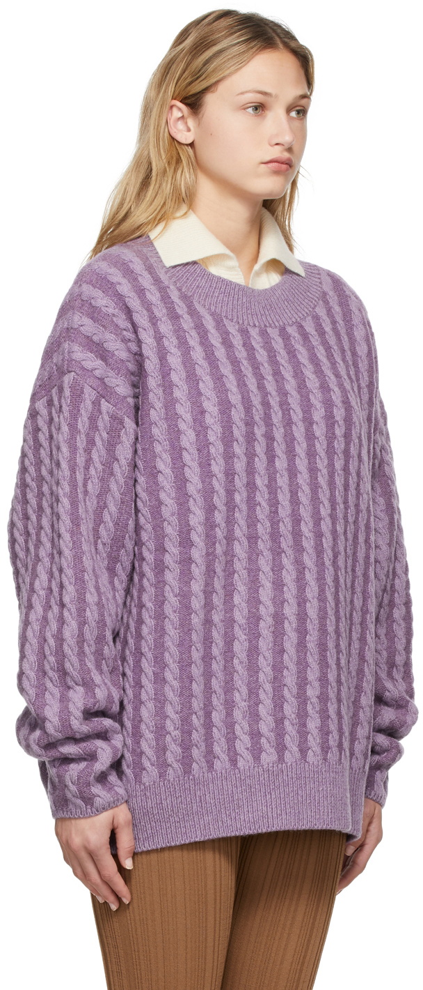 Trunk Project Purple Cable Stripe Knit Sweater