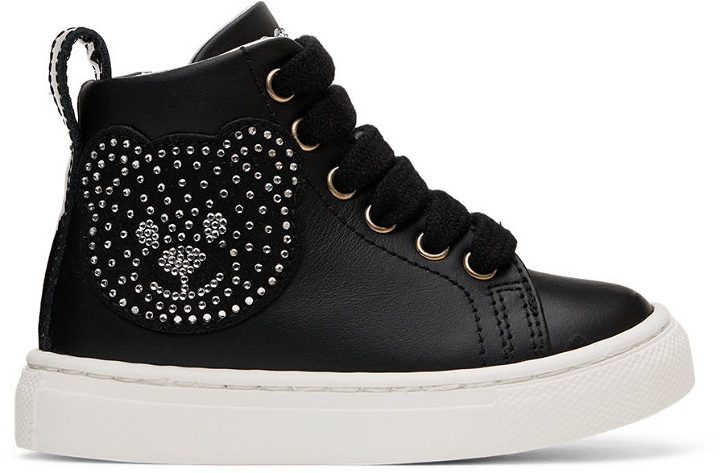 Photo: Moschino Baby Black Crystal Teddy High Sneakers