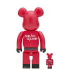 Medicom Be@rbrick Squid Game Guard △ in 100% 400%/Red
