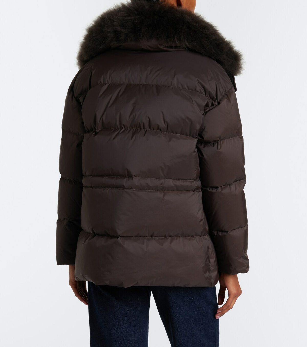 Yves Salomon Set of calf-hair trimmed down jacket and gloves