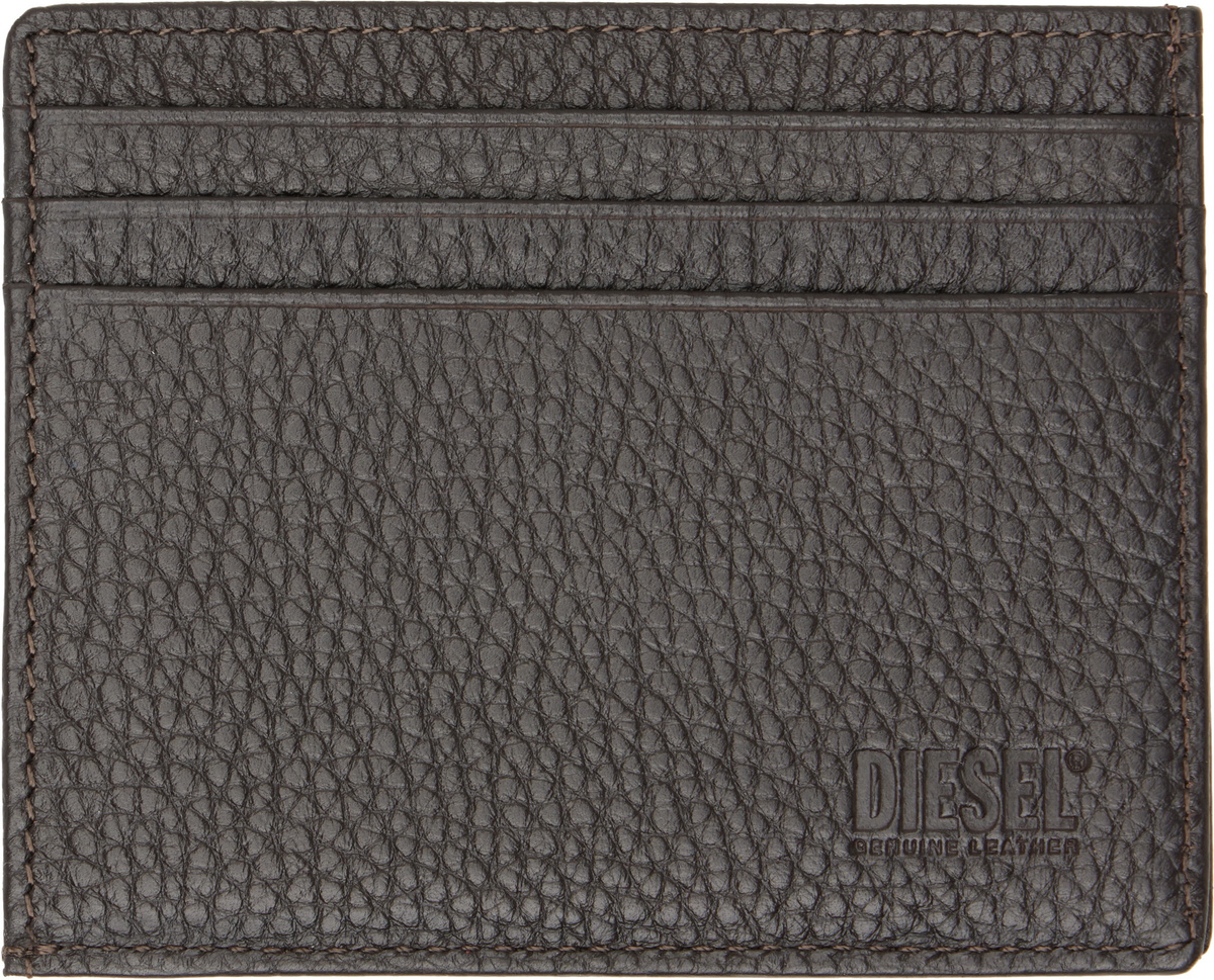 Diesel Brown Grained Leather Card Holder