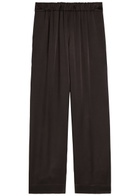 Liberowe Relaxed Wide-leg Satin Trousers Brown
