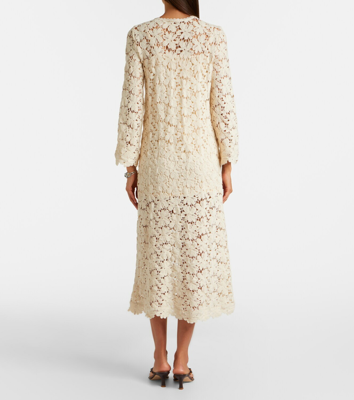 Velvet Jovie cotton-blend guipure lace midi dress
