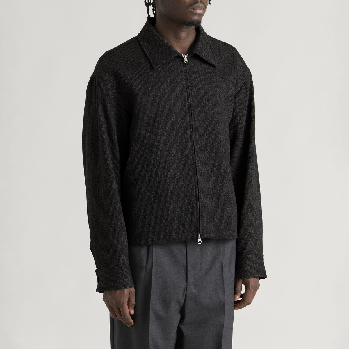 mfpen Men's Stripe Mail Jacket in Brown Melange Stripe