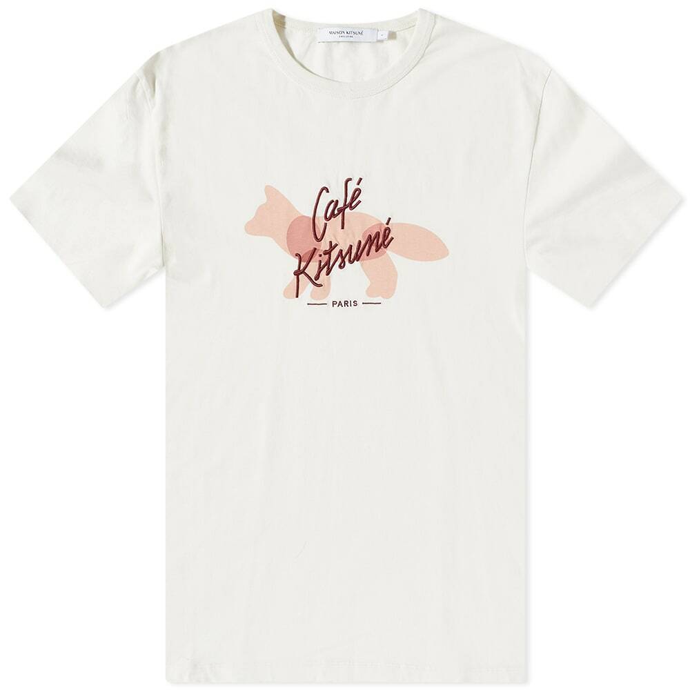 Maison Kitsuné Men's Café Kitsune Fox Classic T-Shirt in Coconut