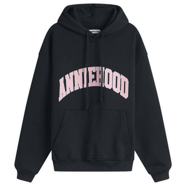 Photo: ANNIE HOOD Men's College Arch Hoodie in Navy