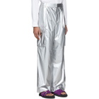 Tibi Silver Nylon Pleated Cargo Pants