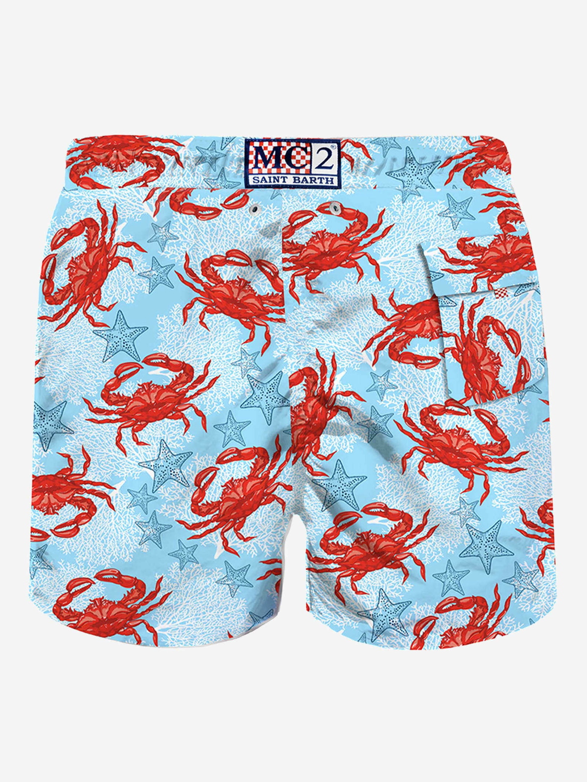 MC2 Saint Barth Light Blue Mid-length Swim Shorts With Crab Print