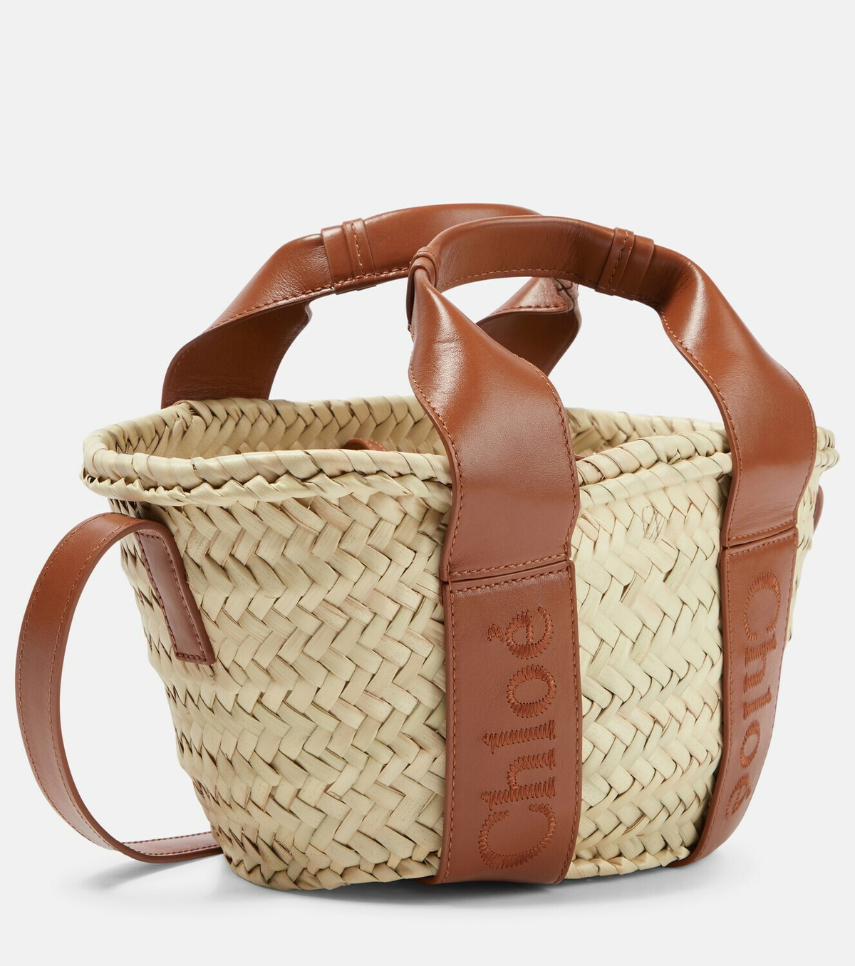 Chloe - Sense Mini raffia tote bag