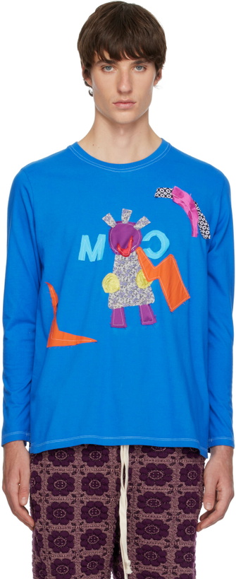 Photo: Edward Cuming Blue Appliqué Long Sleeve 'CUM' T-shirt