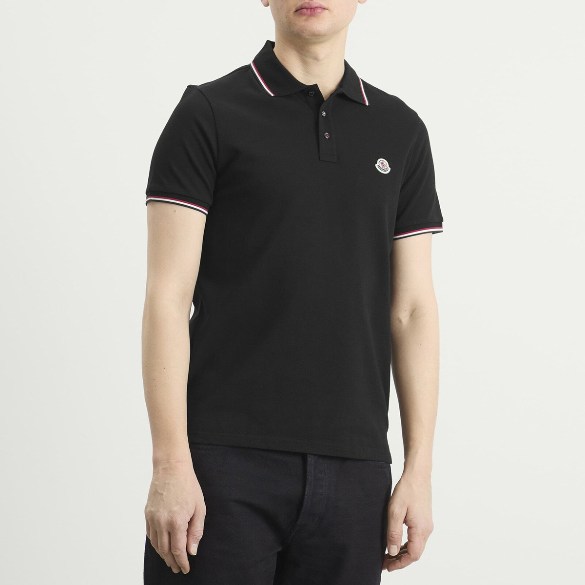Moncler Men's Cotton Piquet Short Sleeve Polo in Black Moncler