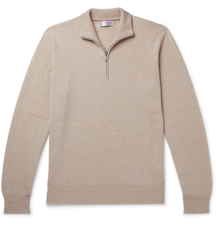 Photo: Brunello Cucinelli - Cashmere Half-Zip Sweater - Neutrals