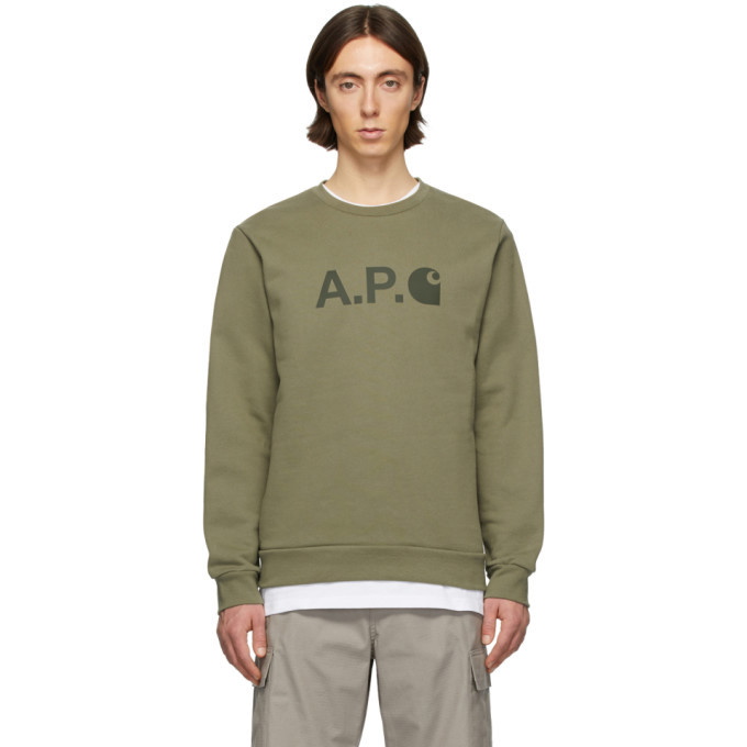 Photo: A.P.C. Khaki Carhartt WIP Edition Ice H Sweatshirt