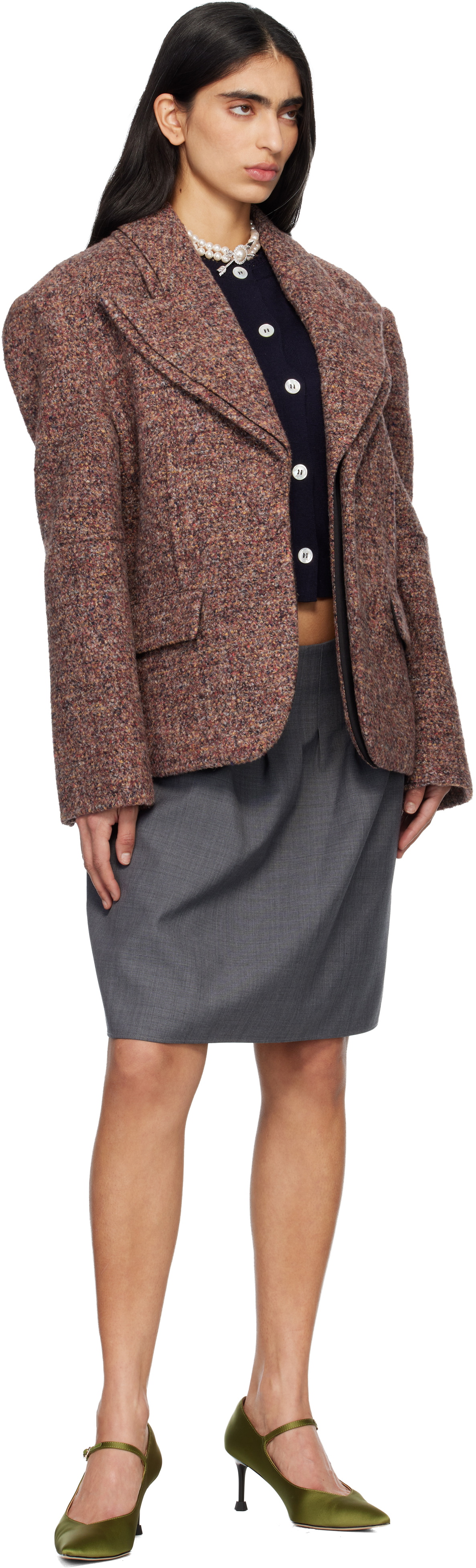 SHUSHU/TONG Multicolor Peak Lapel Oversized Blazer
