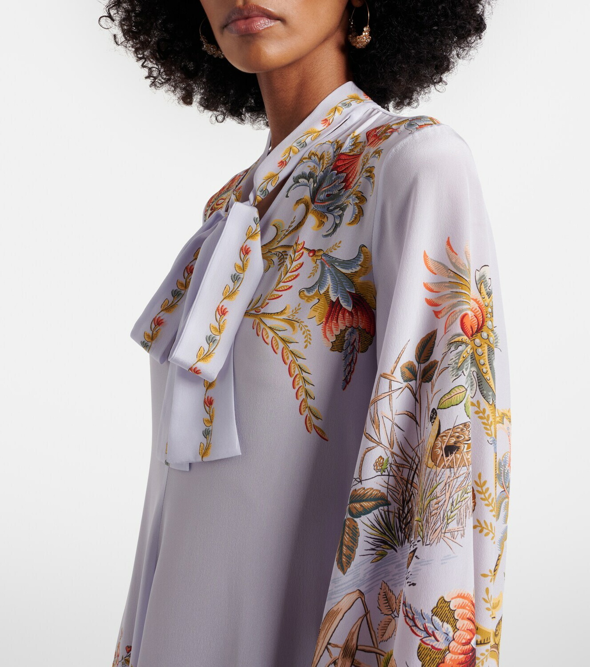 Etro Scarf-detail floral silk maxi dress