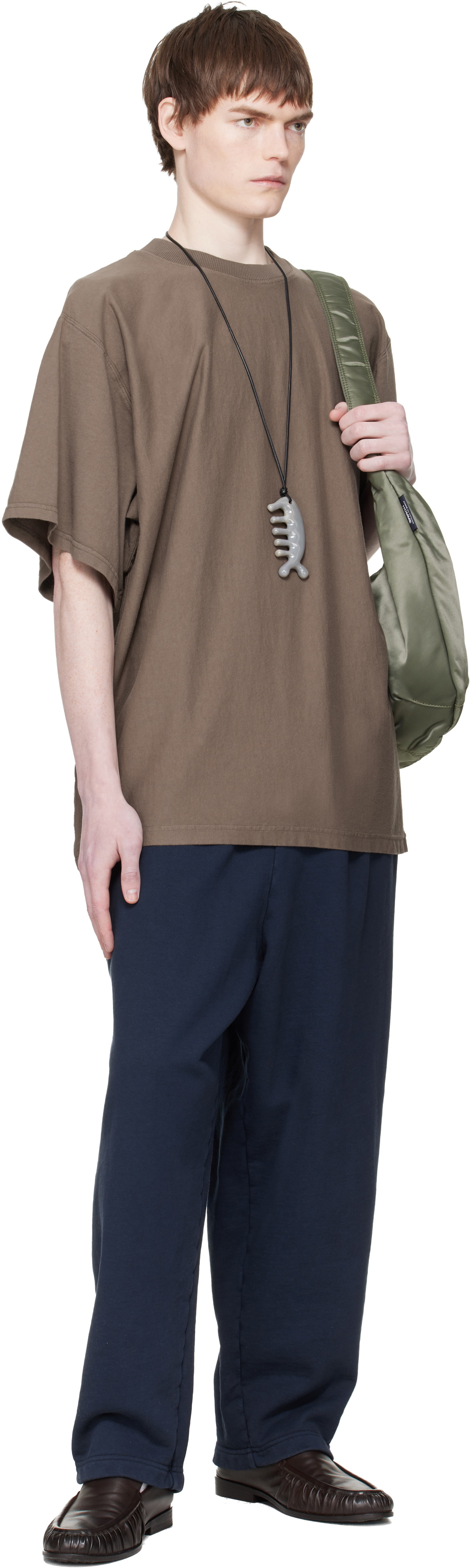Hed Mayner Taupe Embroidered-Logo T-shirt