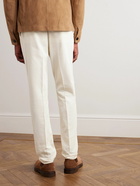 Brunello Cucinelli - Tapered Pleated Cotton-Corduroy Drawstring Trousers - Neutrals