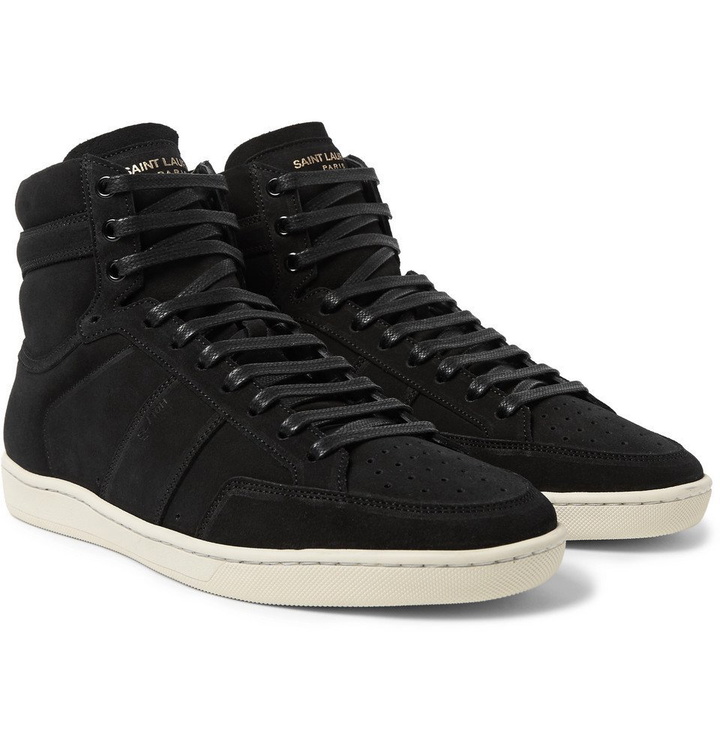 Photo: Saint Laurent - SL/10H Court Classic Nubuck High-Top Sneakers - Men - Black