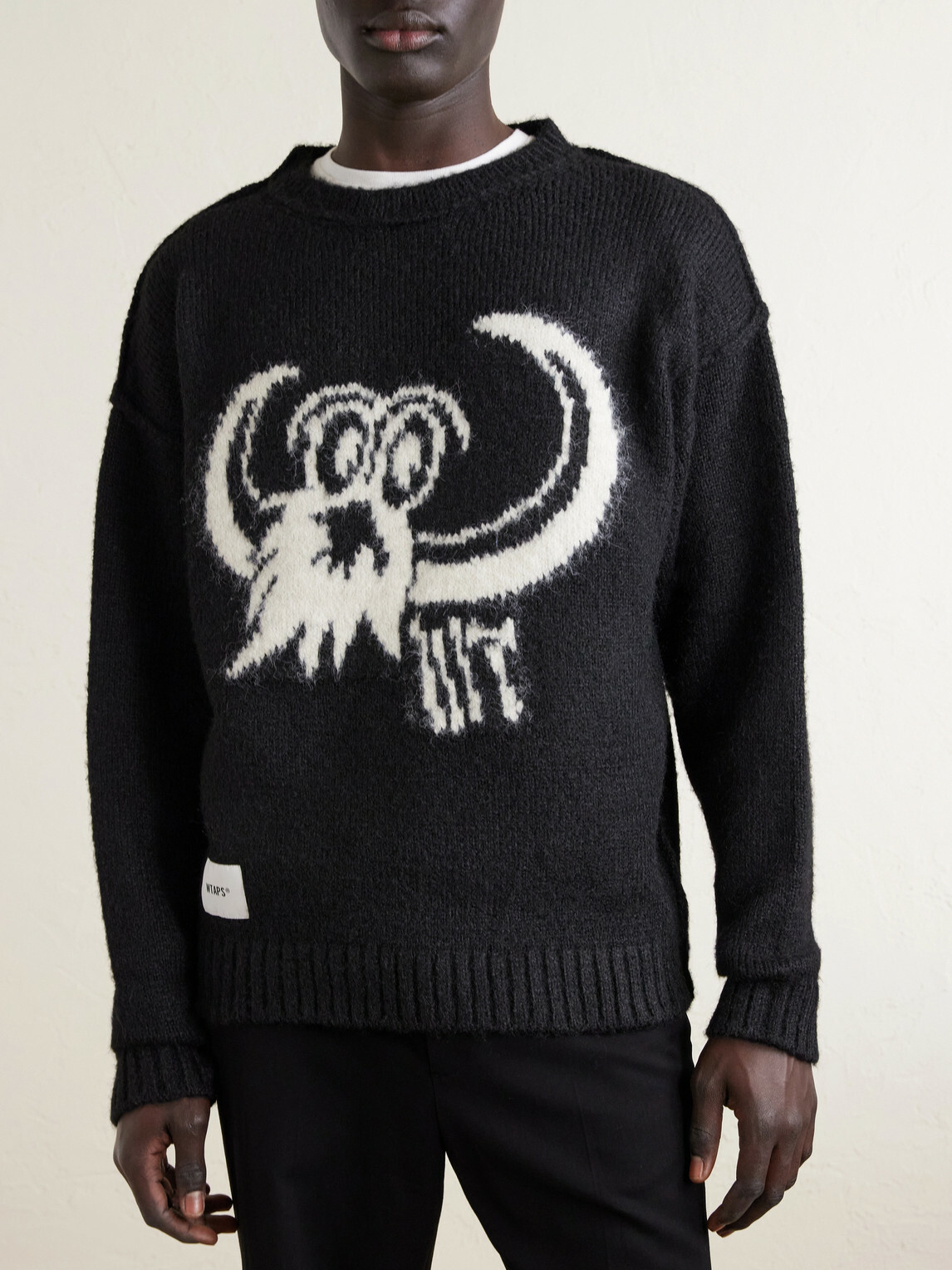 WTAPS - Logo-Intarsia Woven Sweater - Black