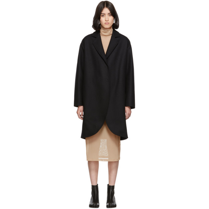 MM6 Maison Margiela Black Wool Overcoat MM6 Maison Margiela