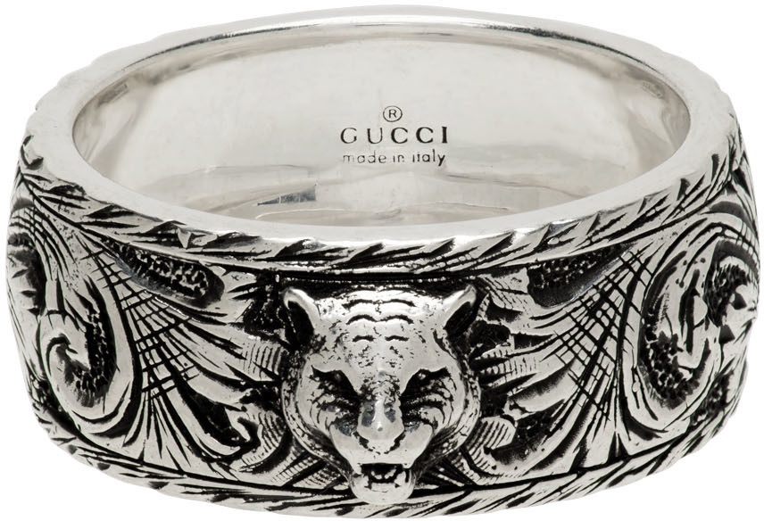 Gucci Garden Opening Design Sterling Silver Double Tiger Head Ring For Male  Hot Selling 498531 J8400
