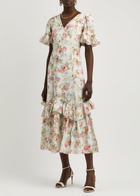 Needle & Thread Enchanted Garden Floral-print Midi Dress White