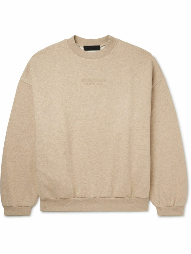 Photo: FEAR OF GOD ESSENTIALS - Logo-Appliquéd Cotton-Blend Jersey Sweatshirt - Neutrals