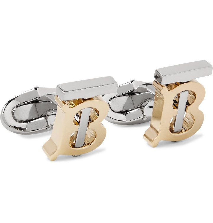 Photo: Burberry - Logo Silver and Gold-Tone Cufflinks - Yellow