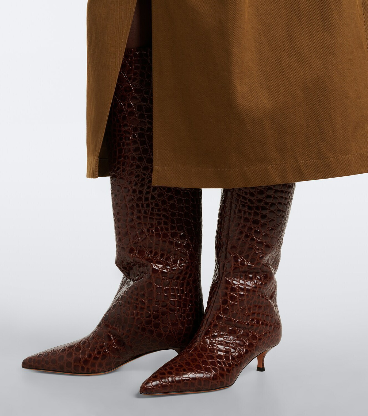 Le Monde Béryl Babouche croc-effect leather knee-high boots
