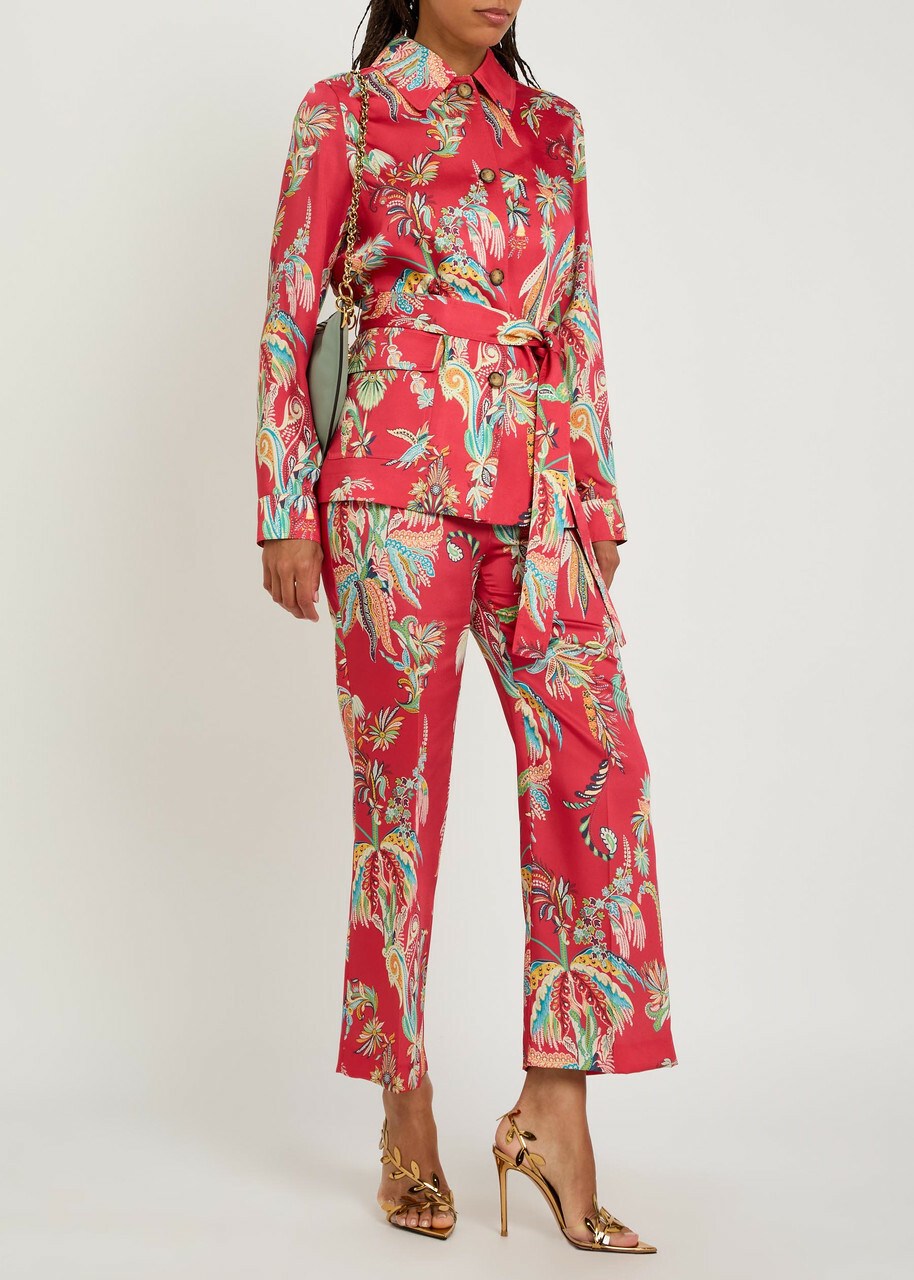 Etro Printed Flared-leg Satin Trousers Multicoloured