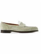 John Lobb - Lopez Leather and Suede Penny Loafers - Neutrals