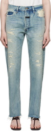 Fear of God Blue Repaired Classic 5 Pocket Jeans