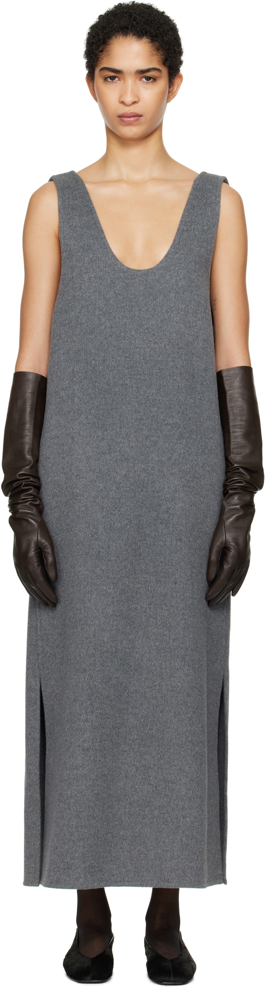 Carven Gray Vest Maxi Dress