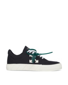 Off White Canvas Low Vulcanized Sneakers Black