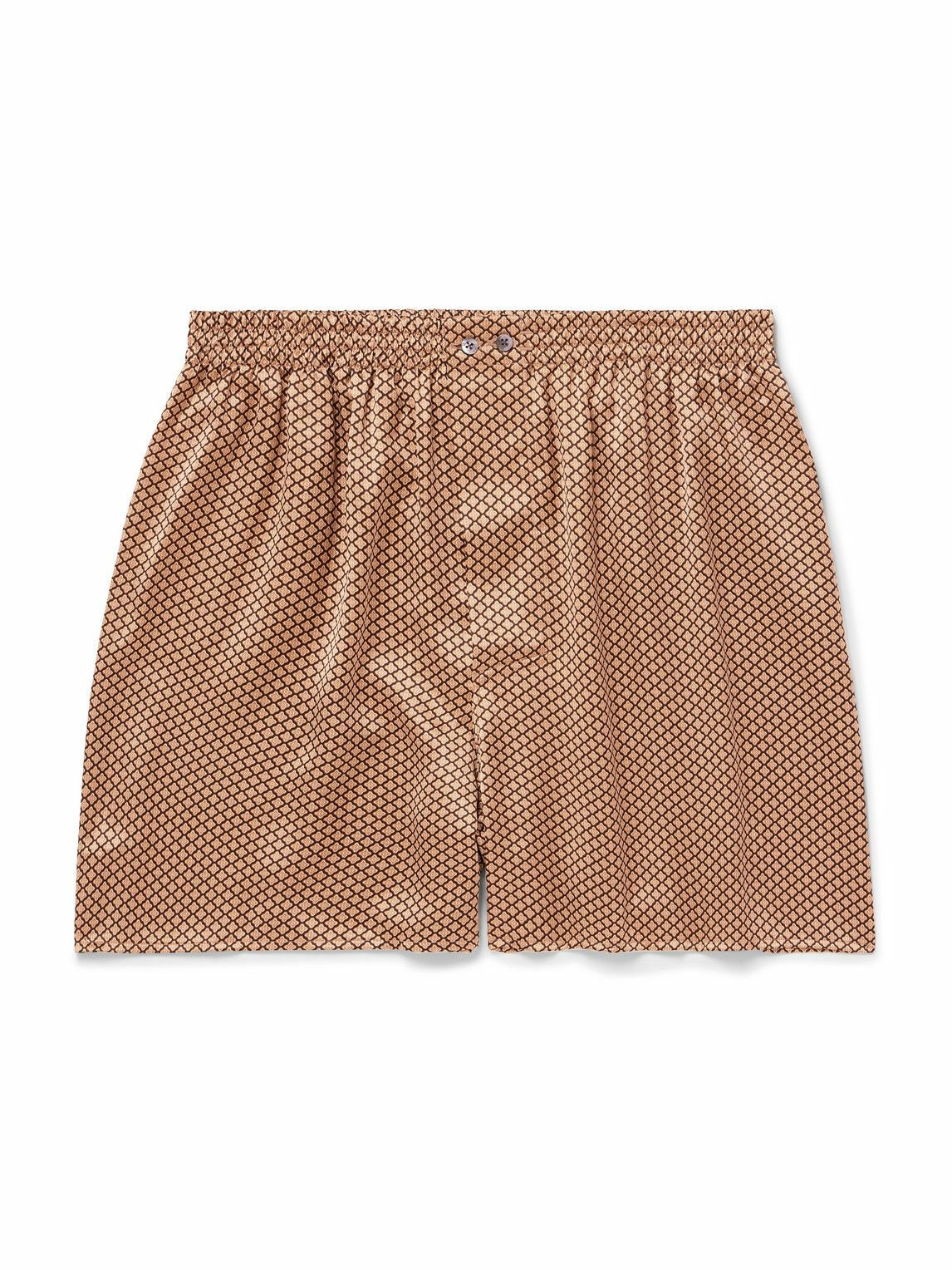 ZIMMERLI - Printed Silk-Satin Boxer Shorts - Gold