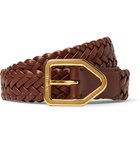 TOM FORD - 2.5cm Woven Leather Belt - Brown