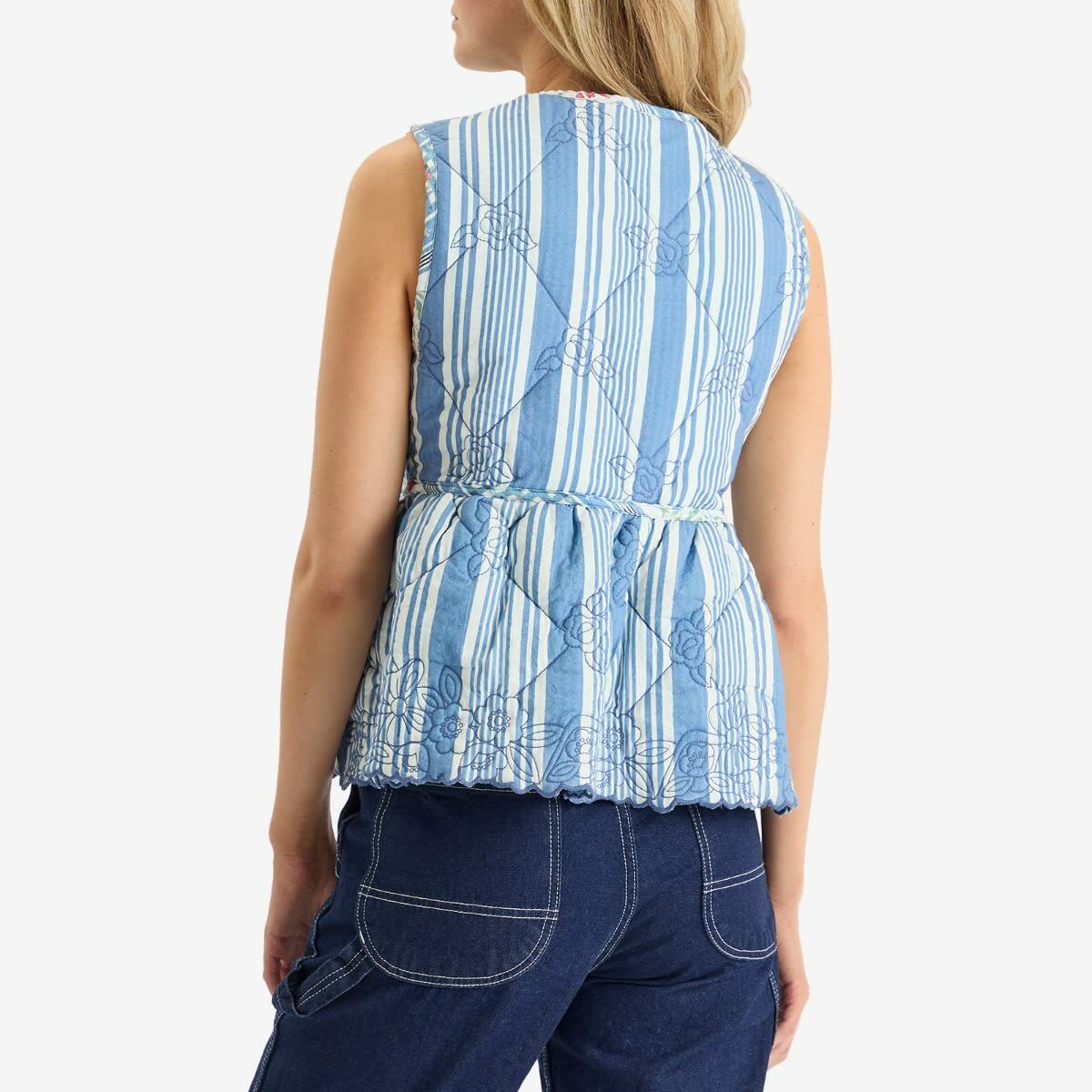 Damson Madder Women's Catrin Reversible Floral Gilet in Blue