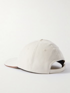 Burberry - Logo-Embroidered Leather-Trimmed Cotton-Canvas Baseball Cap - Neutrals