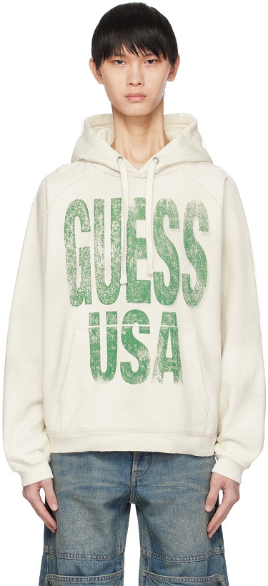 Photo: GUESS USA Off-White Printed Hoodie